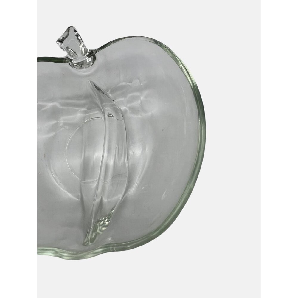 Apple Shaped Clear Glass Divided Snack Dish 6.5" x 6" Nuts Candy - Picture 3 of 5